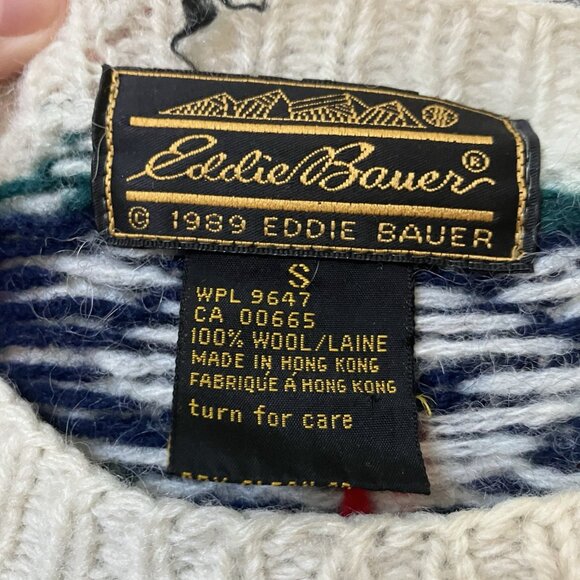 Vintage 1989 Eddie Bauer Sweater Small Wool Reindeer Ugly Xmas Christmas Nordic - Picture 3 of 9